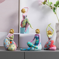 Statue de femme abstraite vintage en résine électroplaquée, sculpture pop art en relief floral 3D, décoration de table, cadeau artisanal