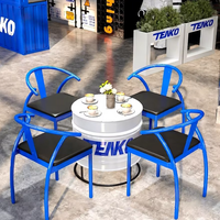 Ensemble table et chaises en fer de style industriel pour restaurants, salons de thé, cafés de desserts et salons - Usage commercial, capacité 4 personnes