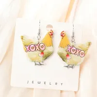 1 Paar Valentijn Vrouw Bengelen Oorbellen Acryl Grappige Xoxo Kip Rose Sieraden Voor Vrouw Meisje Vakantie Verjaardagscadeau