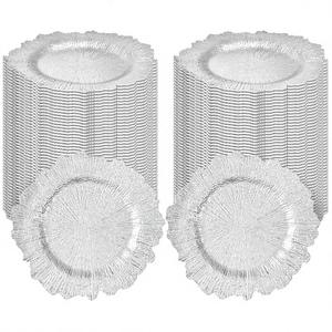Assiettes de table argentées modernes en plastique, lot de 100 pièces, pour mariages et événements - Product Image 3