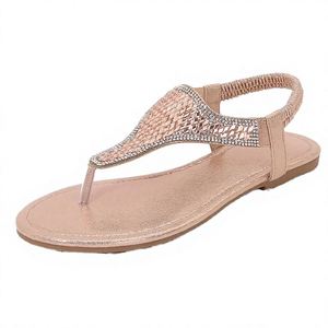 Sandales plates gladiateur en cuir PU souple pour femme, à bout ouvert, avec bande élastique, semelle souple antidérapante et légère, collection Printemps-Été - Product Image 2