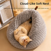 Lit pour chat extra large en coton PP chaud pour l'hiver, semi-fermé, style fond de poulailler créatif, sac de couchage pour chat, lit pour chaton, lit pour chien