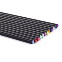 Crayon en bois noir HB personnalisé avec logo imprimé, corps en plastique, impression numérique, ensemble de crayons scolaires avec mine colorée, cadeau promotionnel