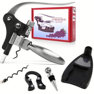 Juego de abridor de vino IStapromo, juego de accesorios para vino multifunción de acero inoxidable, juego de regalo con sacacorchos - Product Image 3