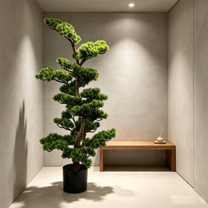 Grand arbre artificiel de pin bonsaï en pot, sur pied, pour la décoration intérieure et extérieure, idéal pour <span class=keywords><strong>les</strong></span> halls d'hôtel et <span class=keywords><strong>les</strong></span> salons. - Product Image 1