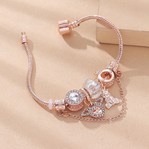 Pan's Hot-Selling DIY Beaded Crystal Bead <strong>Copper</strong> <strong>Bracelet</strong> Cross-Border Dora Crown Pendant Bear Angel Fashion Charm <strong>Bracelets</strong> - Product Image 3
