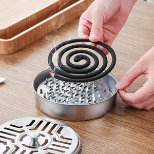 Stainless Steel Mosquito Coil <b>Holder</b> With Lid For Outdoor Use Eco Friendly Insect Repellent Box - Product Image 1