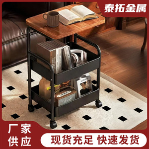 Storage Cart 3 Tier Movable <b>Table</b> <b>With</b> <b>Wheels</b> For Living Room Bedroom Kitchen Multifunctional <b>Side</b> <b>Table</b> - Product Image 5