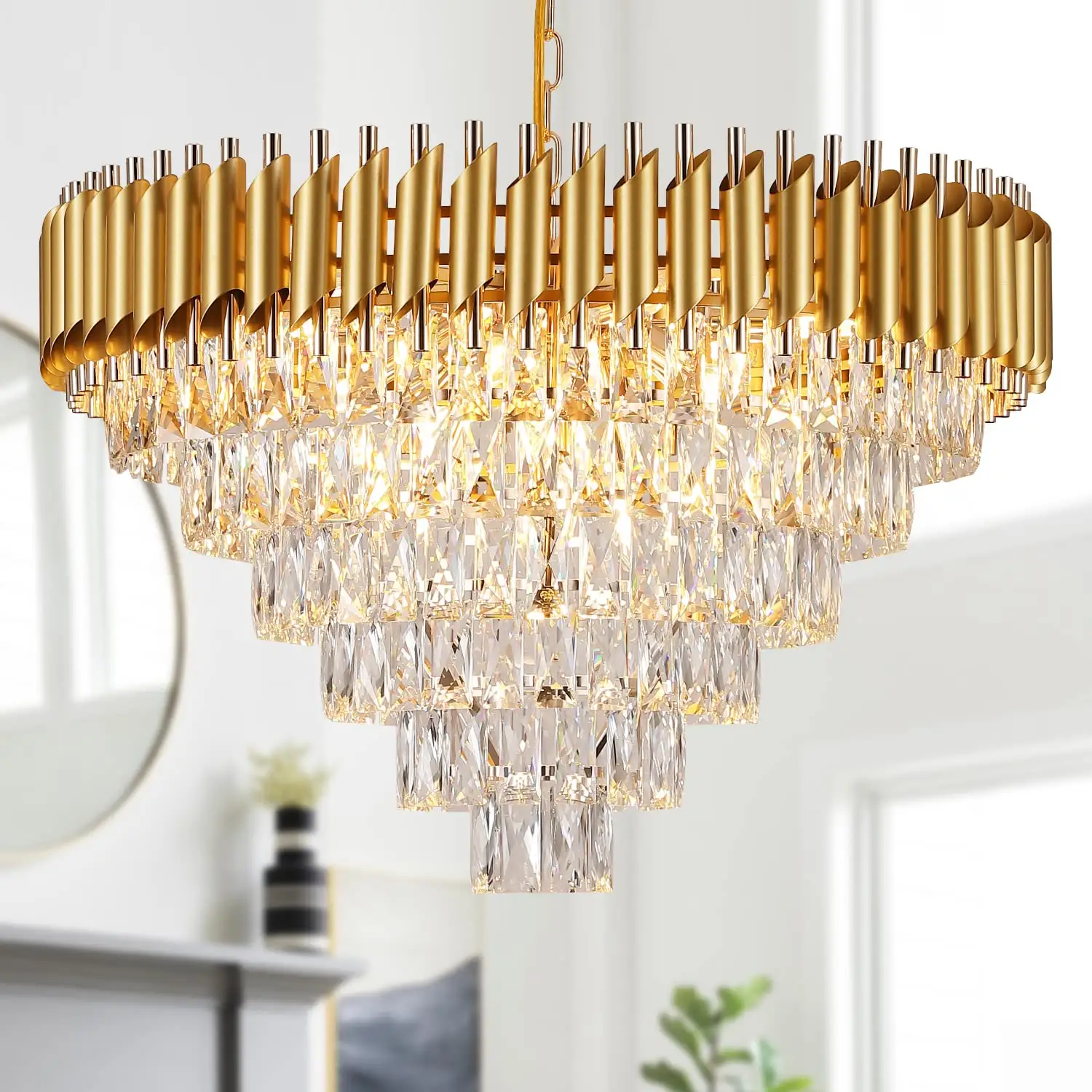 Prêt à expédier UK Diamètre 75cm Lustres Chambre Salon Pendentif Plafonnier Led K9 Lustre En Cristal De Luxe