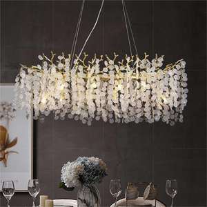 โคมไฟระย้าคริสตัล K9 อลูมิเนียมหรูหราขนาด 39.7 นิ้ว สำหรับตกแต่งบ้าน ห้องนั่งเล่น ห้องรับประทานอาหาร โคมไฟห้อยเพดานเคลือบไฟฟ้า - Product Image 5