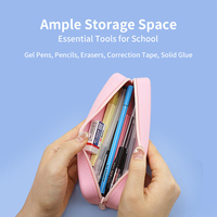 Étui à crayons en silicone couleur dégradée, grande capacité, étanche, avec fermeture éclair, pochette souple en silicone, logo personnalisé pour étudiants et enfants
