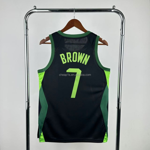 Vente en gros de vêtements pour hommes Boston Celtics # 0 Jayson Tatum # Maillot de basket-ball Jaylen Brown City Edition - Broderie avec logos - Product Image 3