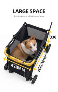 للبيع بالجملة عربات كلاب فاخرة 4 عجلات خفيفة الوزن قابلة للطي متينة قابلة للتعديل ظلال نوافذ شبكية عربة ذات سعة كبيرة - Product Image 4