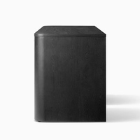 Bureau d'écriture en placage de chêne noir avec 3 tiroirs de rangement, bureau en bois moderne pour le bureau à domicile avec poignées en métal laiton