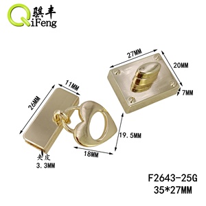 Qifeng Phong Cách Đơn Giản Biểu Tượng Tùy Chỉnh Phụ Kiện Phần Cứng Hợp Kim Kim Loại Túi Clasp Báo Chí Lần Lượt <span class=keywords><strong>Twist</strong></span> Khóa Cho Túi Xách Cho Phụ Nữ Túi - Product Image 2