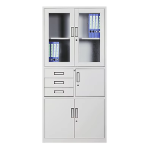 Armoire <span class=keywords><strong>de</strong></span> classement moderne en verre et acier à 3 tiroirs avec coffre-fort intégré, rangement métallique pour dossiers, idéale pour les ateliers (vente en gros) - Product Image 5