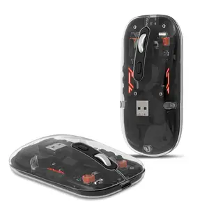2024 New Bluetooth Wireless Mouse Rechargeable Ultra Thin Transparent Mouse With 2.4G USB Receiver