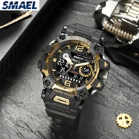 Montre sport unisexe SMAEL 8072 2022, étanche, lumineuse, avec affichage analogique et numérique, chronomètre et alarme