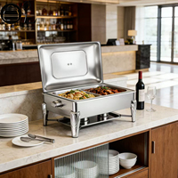 Oulu Hot Sale Wadah Pemanas Makanan Persegi Panjang 9L Emas Tak Terlihat dari Baja Anti Karat dengan Panci Tunggal/Bersekat untuk Restoran Buffet