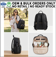 Sac à langer en cuir PU vegan grande capacité, fabrication OEM/ODM en marque blanche, fabricant en gros de sacs à dos pour mamans