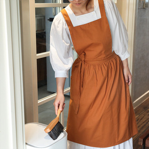 <b>Kitchen</b> Water Resistant Bib <b>Apron</b> Solid Color Simple Style Daily Use Cotton Pleated Skirt Baking Vest <b>Apron</b> - Product Image 2