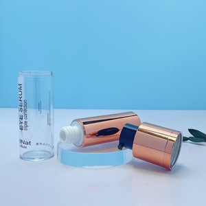 Custom Luxury Rose Gold Double Wall Cosmetics Cream Serum Rotary Airless Lotion <b>Pump</b> <b>Bottle</b> Refillable 15 30 50ml - Product Image 4