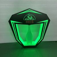 Présentoir lumineux en acrylique PlexiWood BP005 pour bouteilles de vin avec logo personnalisé, idéal pour bars, discothèques et présentation de bouteilles VIP