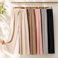 Pantalon large décontracté pour femme, taille haute, avec cordon de serrage, couleur unie, idéal pour le quotidien