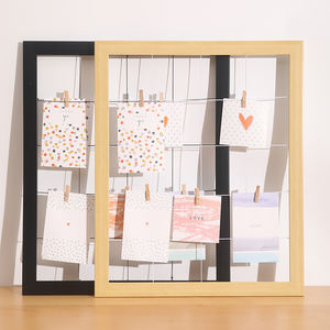 Cadres <span class=keywords><strong>photo</strong></span> en papier pour bricolage en bois massif <span class=keywords><strong>avec</strong></span> clip en <span class=keywords><strong>corde</strong></span> de chanvre Décoration murale suspendue colorée pour la maison pour l'affichage de photos - Product Image 5