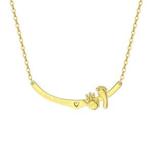 Collar Gargantilla <span class=keywords><strong>de</strong></span> Plata <span class=keywords><strong>de</strong></span> Ley 925 Chapado en Oro con Grabado <span class=keywords><strong>de</strong></span> Palma y Pie, Joyería Familiar al por Mayor con <span class=keywords><strong>la</strong></span> Frase 'I Love My Family' - Product Image 1