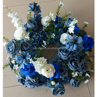 Guirlande de roses artificielles pour décoration de mariage, porte-bougie, centre de table, guirlande florale bleu poussière