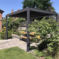 Pergola bioclimatique préfabriquée en aluminium thermolaqué avec panneaux latéraux en verre, gazebo fermé, balcon, jardin extérieur, imperméable