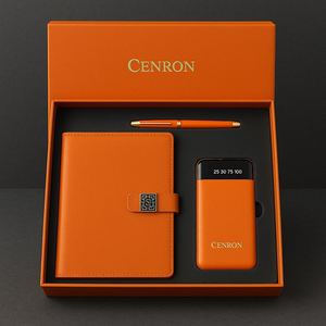 Classic Corporate Gift Bundle, <b>Refillable</b> Diary, Metal <b>Pen</b> and Smart Display Power Bank, Custom Gold Foil Logo Available - Product Image 4