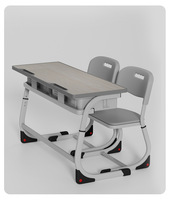 Ensemble de bureau et chaise d'école à deux places, hauteur réglable, structure métallique, pliable, mobilier de classe