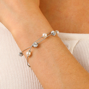 Premium Sweet <strong>Bracelet</strong>, Delicate Pearl Diamond Ball Beaded Design, Minimalist High-grade Daily Ornament for Ladies - Product Image 1
