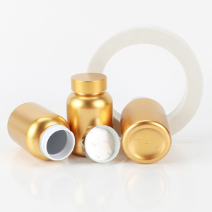 Customized Gold Electroplating PET Plastic Capsule Container Empty <b>Bottle</b> 130ML for Health Products with Screw Cap - Product Image 3