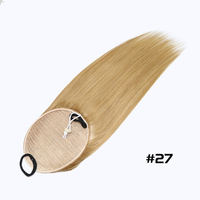 Extensions de queue de cheval en cheveux naturels avec cordon de serrage, pour compétition de force et cheerleading