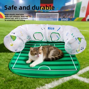 Zoyi Pet : Tunnel pour chat sur le thème du terrain de football – Matériau polyester de haute qualité – Jouet interactif pour chat pour l'auto-entretenissement - Product Image 2