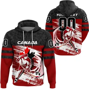 Sweat-shirt à capuche imprimé personnalisé avec Logo de l'équipe du Canada pour homme, sweat-shirt oversize de luxe à prix abordable en vrac
