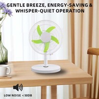 Ventilateur solaire de 12 pouces avec panneau solaire, ventilateur de table rechargeable portable avec lumière LED, ventilateur rafraîchisseur d'air pour la maison
