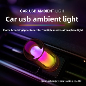ไฟ LED พกพาแบบ USB รูปทรงเทียนสำหรับรถยนต์ ขายดีข้ามพรมแดน พร้อมไฟตกแต่งภายในรถยนต์หลากสีสัน - Product Image 5