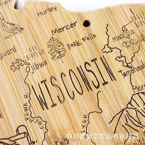Tabla de cortar con forma de mapa irregular de bambú y madera, tabla de cortar creativa de madera para cocina, decoración de pared de madera - Product Image 3