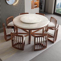 Nouvelle table et chaises de salle à manger en bois massif de style chinois pour la maison, appartement de petite taille, table de salle à manger en plaque de roche