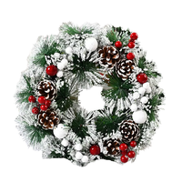 PE Rote Tannenzapfen 40CM Umweltfreundlicher Künstlicher Traditioneller Weihnachtskranz mit Beeren Neue Dekorative Tür- und Fensterdekoration für