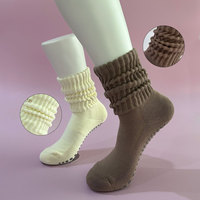 Chaussettes longues antidérapantes personnalisées pour le sport, l'entraînement, le Pilates, le yoga, avec logo personnalisé, en Spandex/Polyester/Coton, écologiques