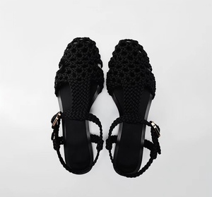 <span class=keywords><strong>Sandali</strong></span> piatti bohémien personalizzati in tessuto con punta tonda, cinturino alla caviglia e <span class=keywords><strong>tacco</strong></span> <span class=keywords><strong>basso</strong></span> a blocco con chiusura a fibbia - Perfetti per le vacanze estive all'aperto - Product Image 5