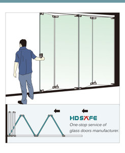 Hdsafe thép không gỉ bản lề 10mm cửa kính có thể gập lại trượt phân vùng gấp cửa bên ngoài bên ngoài Stak trượt gấp cửa Patio - Product Image 5