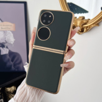 2024 vente chaude à la mode étui de téléphone en cuir PU pour Huawei P50 POCKET POCKETS placage couverture pliante dure