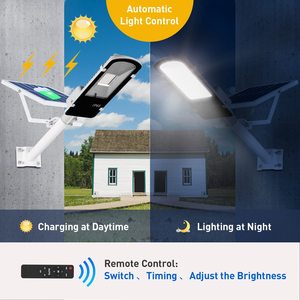 Lampadaire solaire LED IP65 5000K lumière du jour, montage mural, télécommande, cellule solaire Poly-Si, certifié CE, garantie 10 ans, 144 faisceaux - Product Image 5