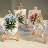 Kit DIY de Décoration Murale Européenne : Peinture en Relief Créative en Gypse 3D, Motif Tournesol, Base Blanche Faite à la Main